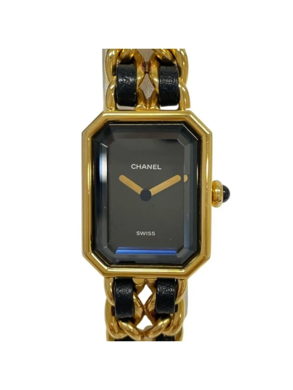 Chanel Premiere L Bracelet Watch Black Dial Gold Colored